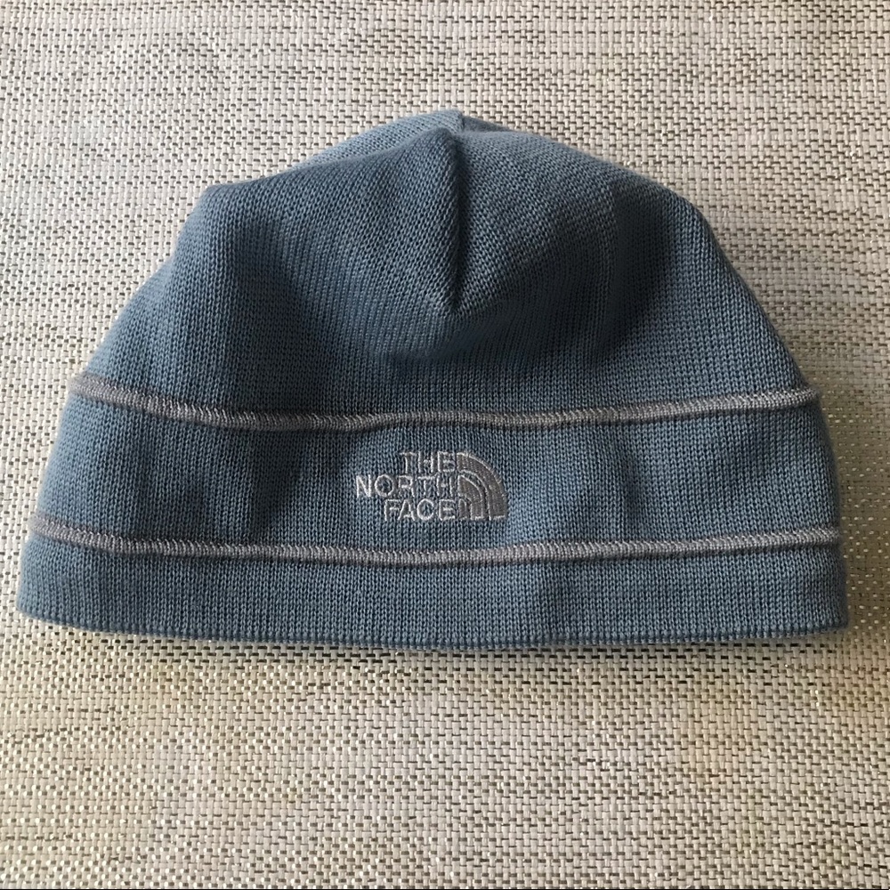 North Face Blue Grey Winter Hat